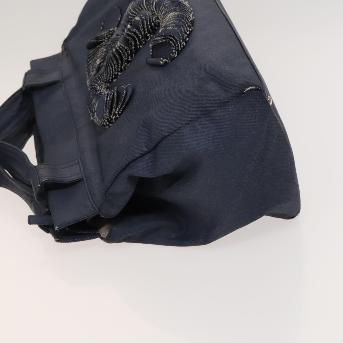 CHANEL COCO Mark Tote Bag Coated Canvas Blue CC Auth BA1682