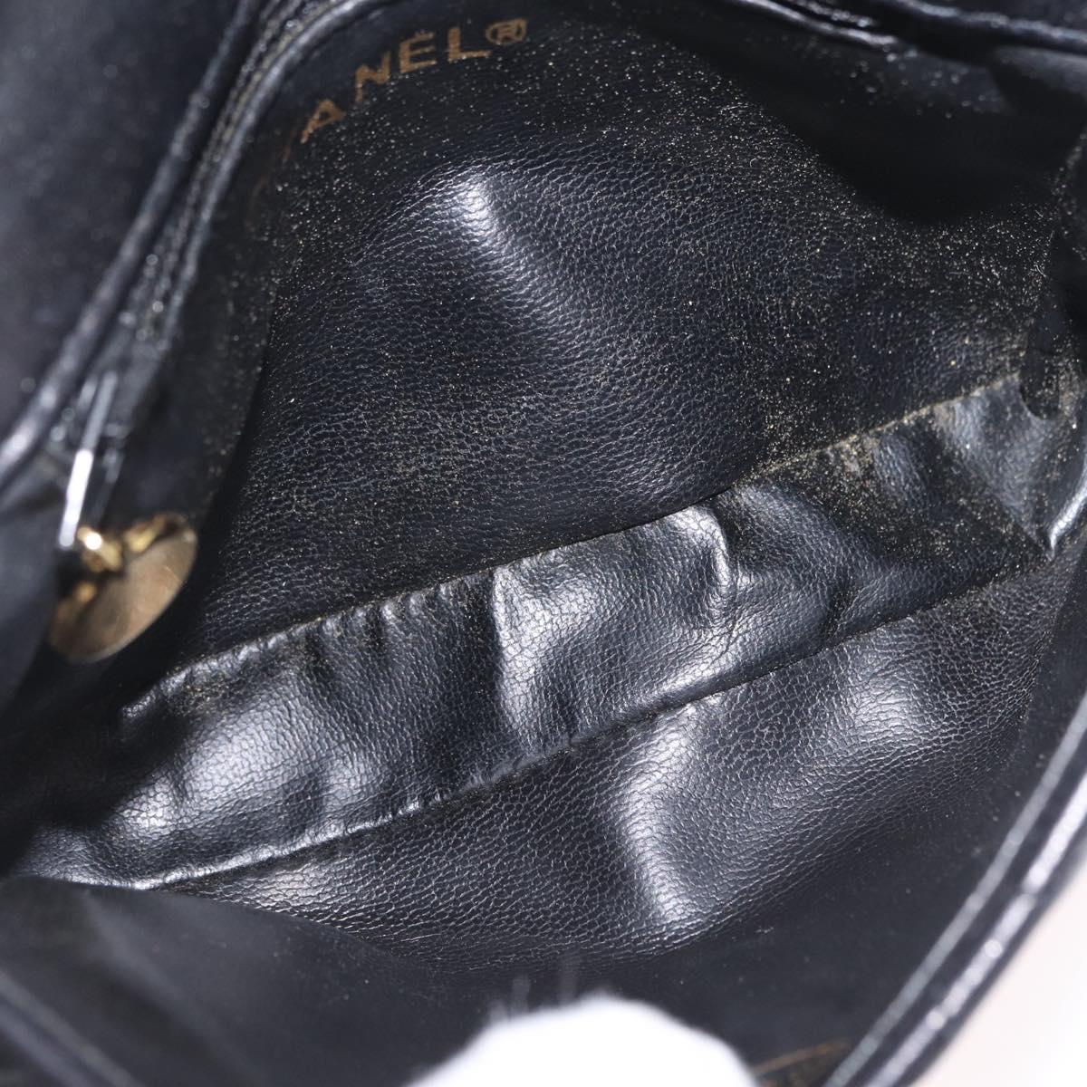 CHANEL Matelasse Chain Waist Bag Lamb Skin Black Gold Tone CC Auth BA16820