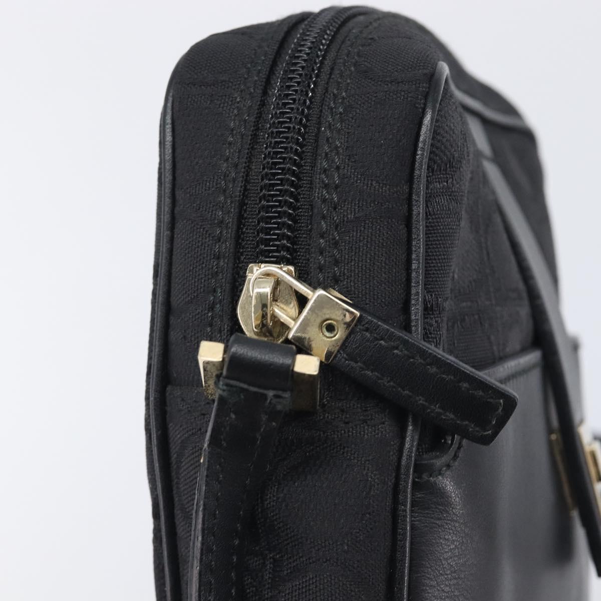 Salvatore Ferragamo Shoulder Bag Canvas Black Gold Tone Auth BA16827