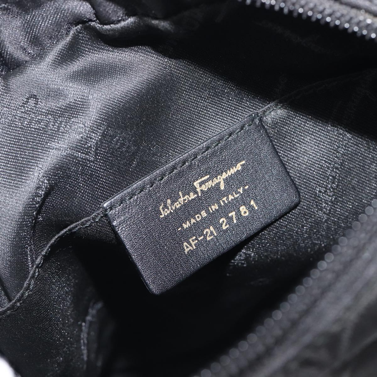 Salvatore Ferragamo Shoulder Bag Canvas Black Gold Tone Auth BA16827