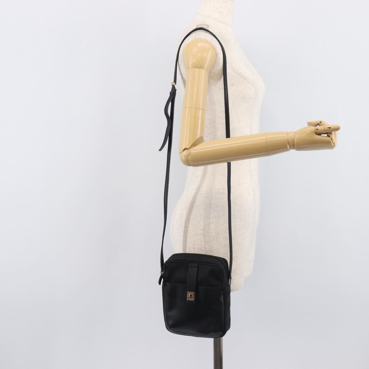 Salvatore Ferragamo Shoulder Bag Canvas Black Gold Tone Auth BA16827