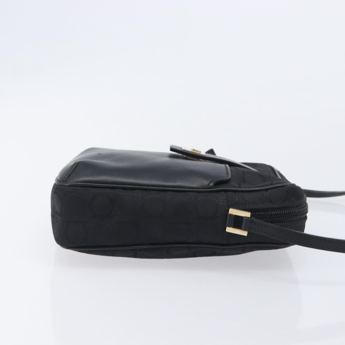 Salvatore Ferragamo Shoulder Bag Canvas Black Gold Tone Auth BA16827