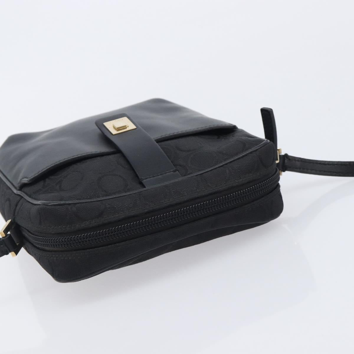 Salvatore Ferragamo Shoulder Bag Canvas Black Gold Tone Auth BA16827