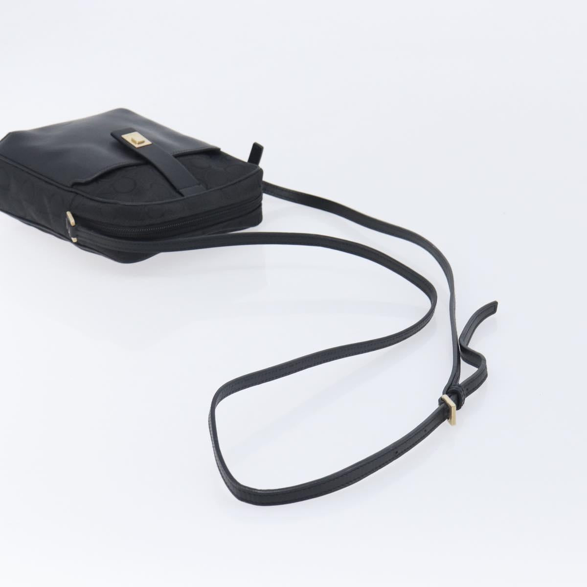 Salvatore Ferragamo Shoulder Bag Canvas Black Gold Tone Auth BA16827