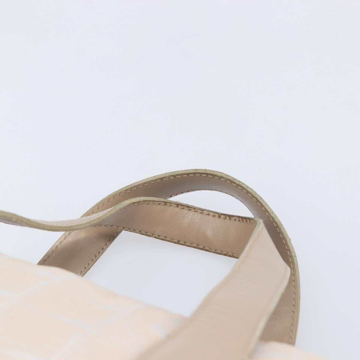 CHANEL New Travel Line Hand Bag Canvas Beige Silver CC Auth BA16834