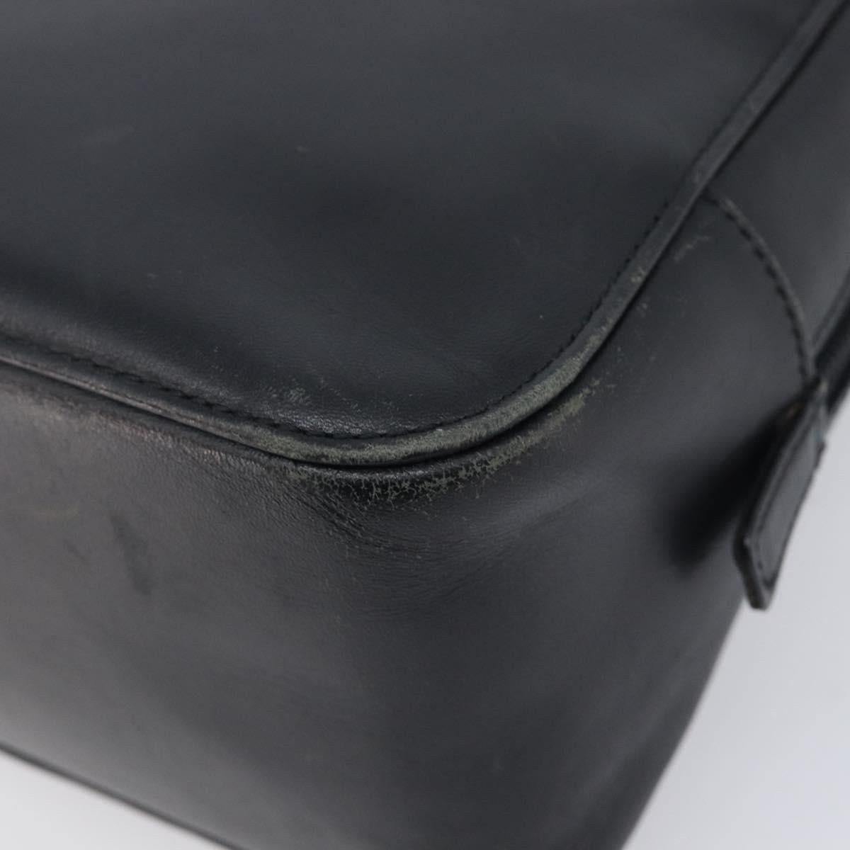 BURBERRY Hand Bag Leather Black Silver Auth BA16837