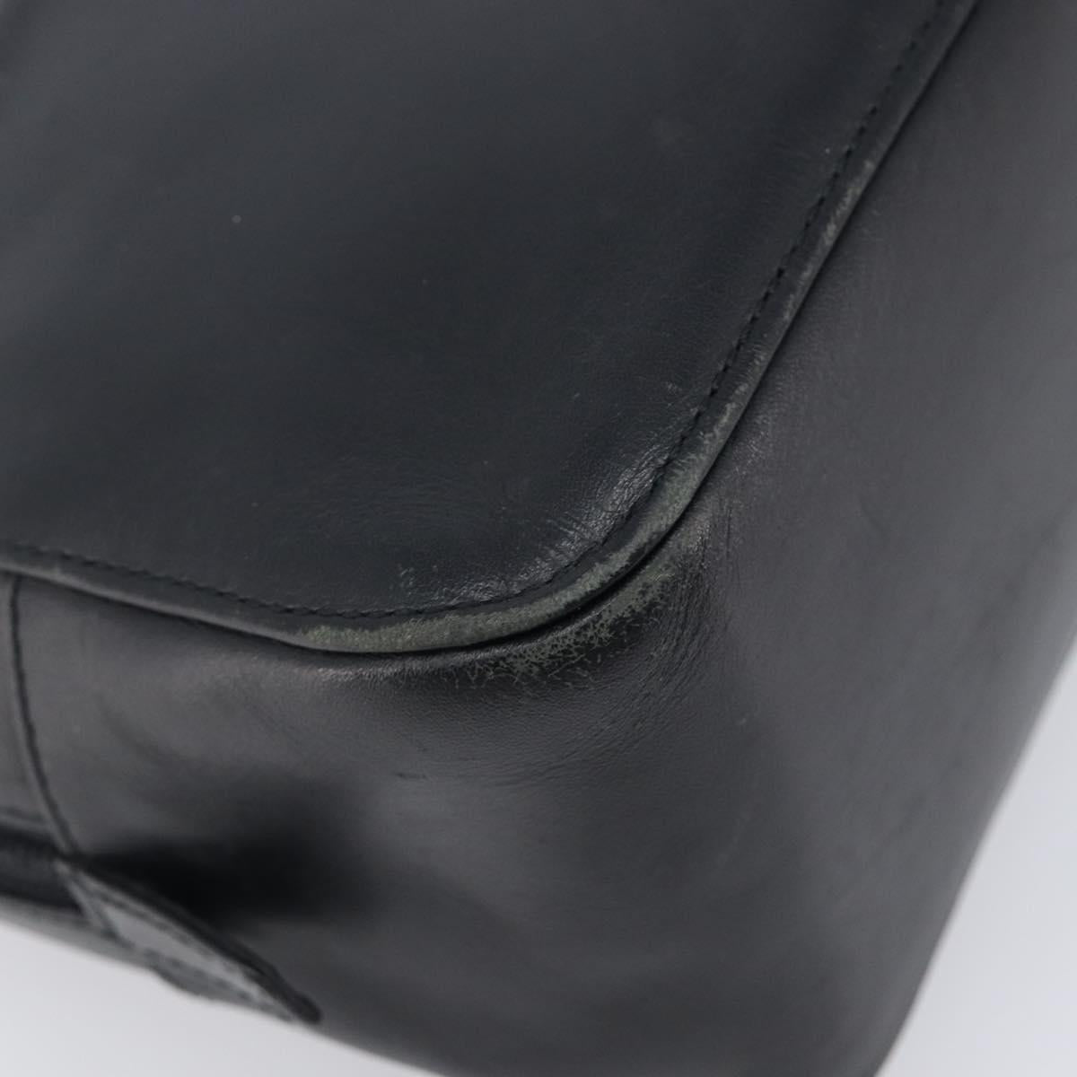 BURBERRY Hand Bag Leather Black Silver Auth BA16837