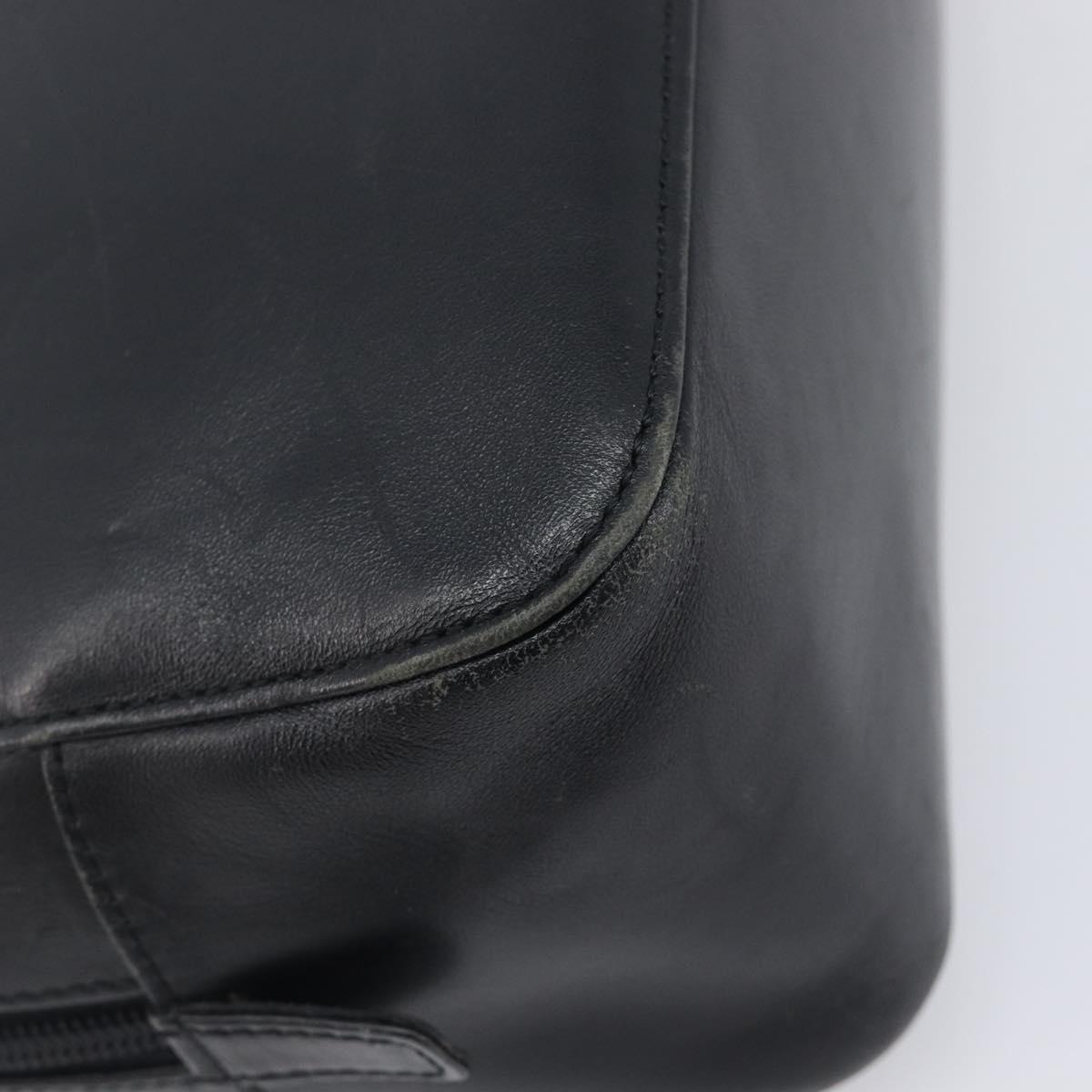 BURBERRY Hand Bag Leather Black Silver Auth BA16837