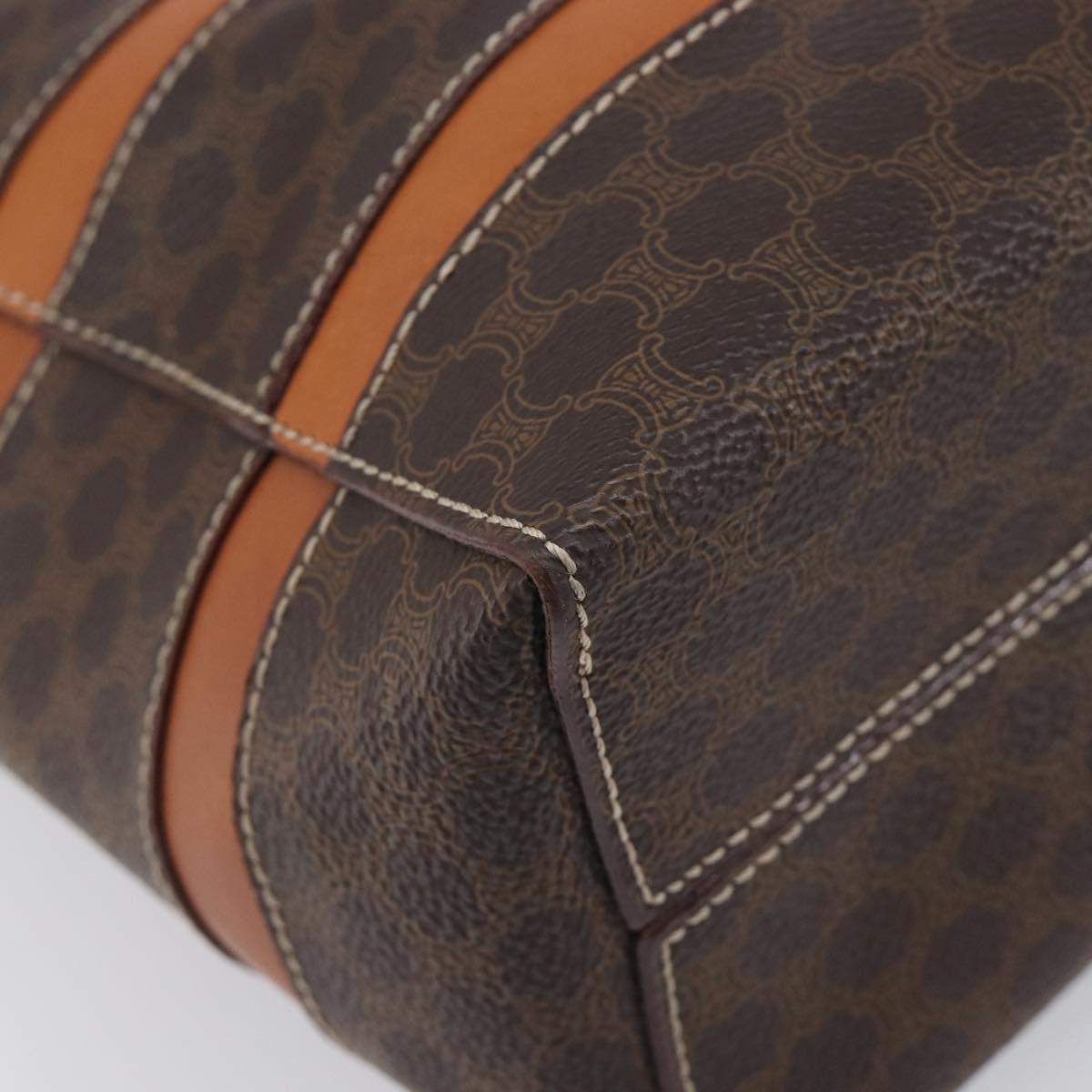 CELINE Macadam Hand Bag PVC Brown Gold Tone Auth BA16840