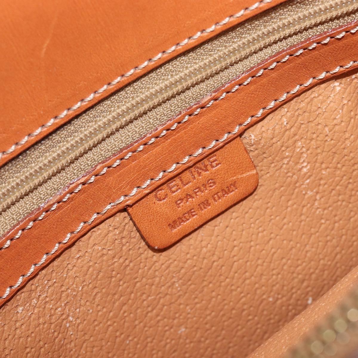 CELINE Macadam Hand Bag PVC Brown Gold Tone Auth BA16840