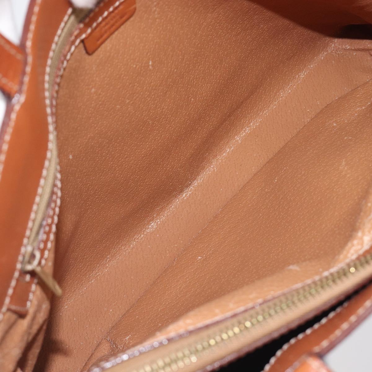 CELINE Macadam Hand Bag PVC Brown Gold Tone Auth BA16840