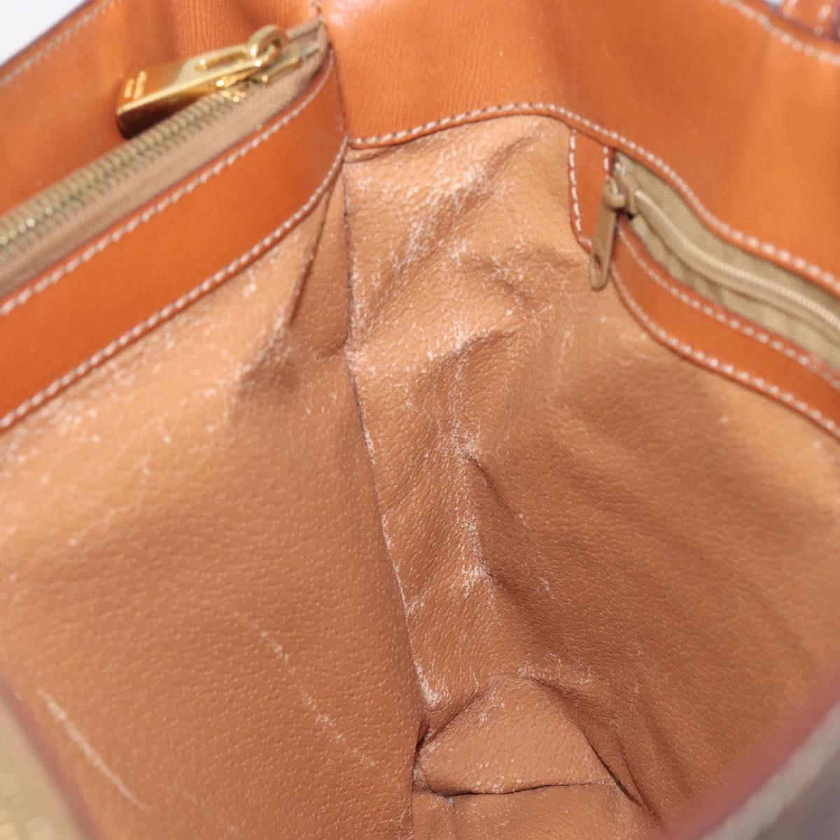 CELINE Macadam Hand Bag PVC Brown Gold Tone Auth BA16840