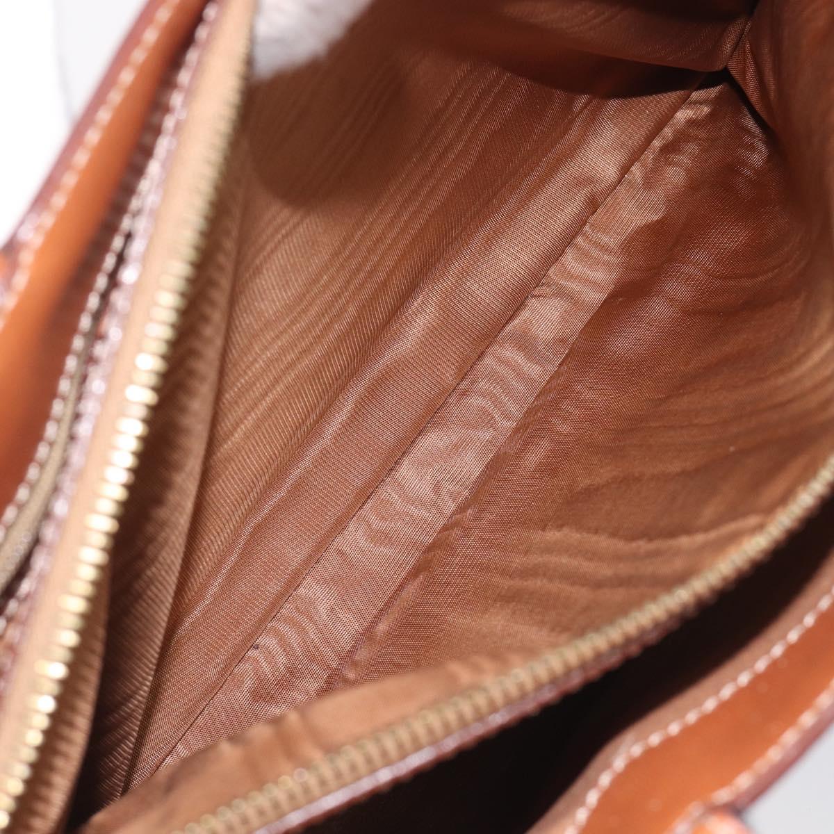 CELINE Macadam Hand Bag PVC Brown Gold Tone Auth BA16840