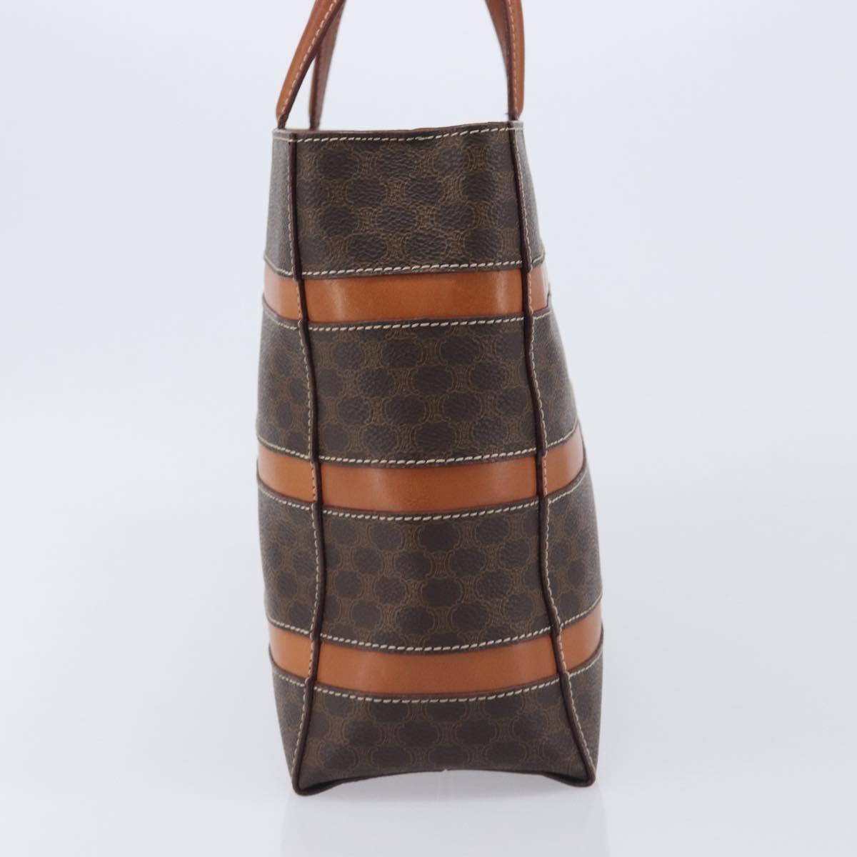 CELINE Macadam Hand Bag PVC Brown Gold Tone Auth BA16840