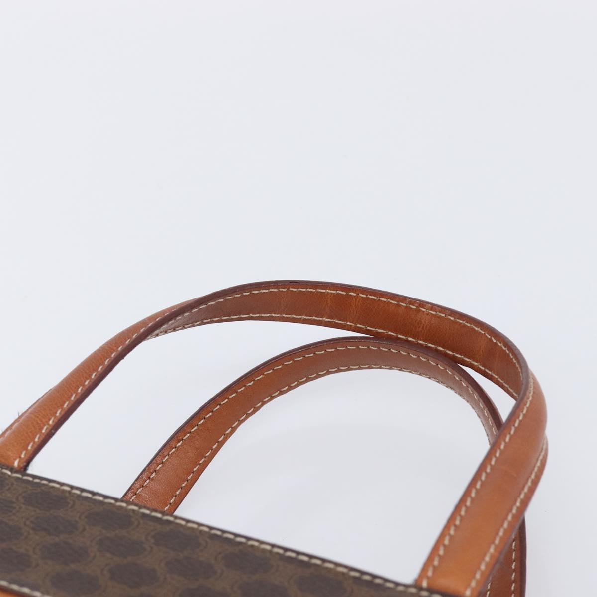 CELINE Macadam Hand Bag PVC Brown Gold Tone Auth BA16840