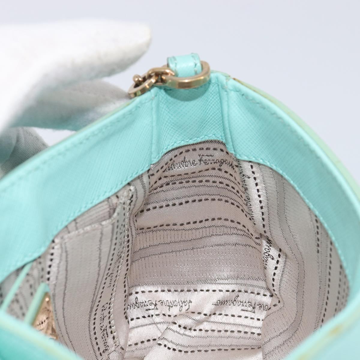 Salvatore Ferragamo Gancini Chain Shoulder Bag Leather Light Blue Auth BA16843A