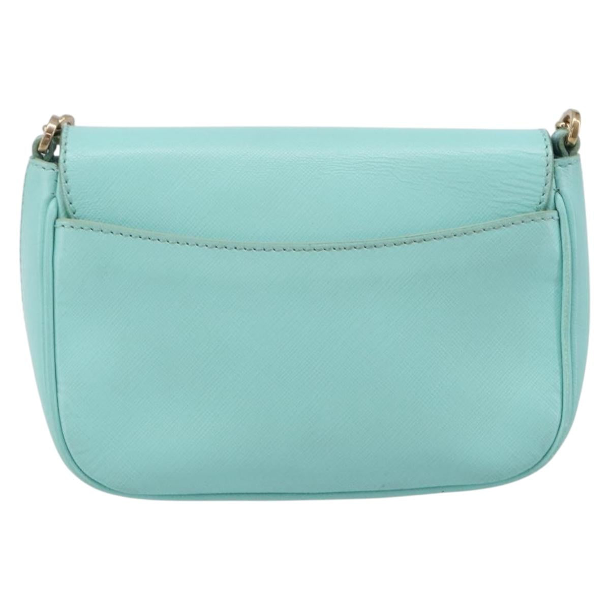 Salvatore Ferragamo Gancini Chain Shoulder Bag Leather Light Blue Auth BA16843A