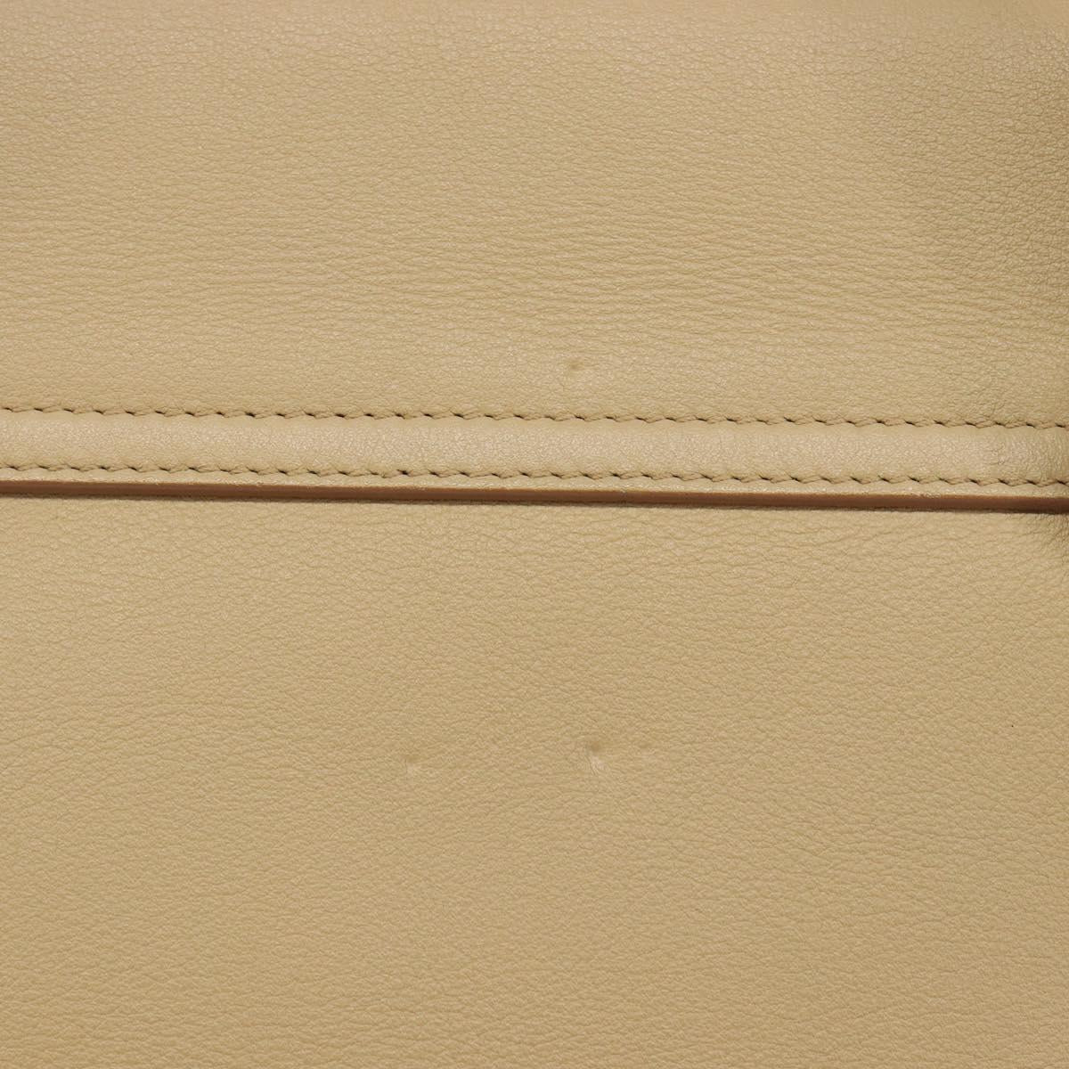 Salvatore Ferragamo Gancini Hand Bag Leather Beige Silver Auth BA16845A