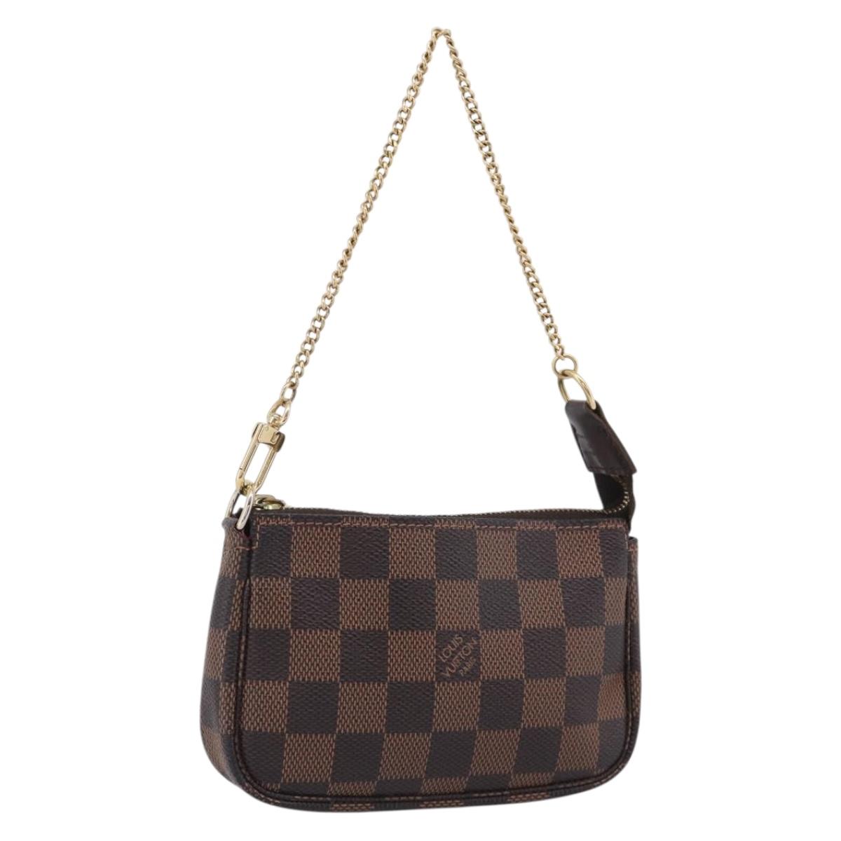 LOUIS VUITTON Damier Ebene Mini Pochette Accessoires Pouch N58009 Auth BA16847A