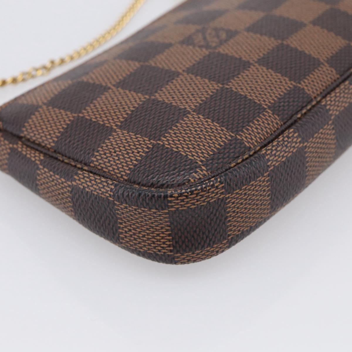 LOUIS VUITTON Damier Ebene Mini Pochette Accessoires Pouch N58009 Auth BA16847A