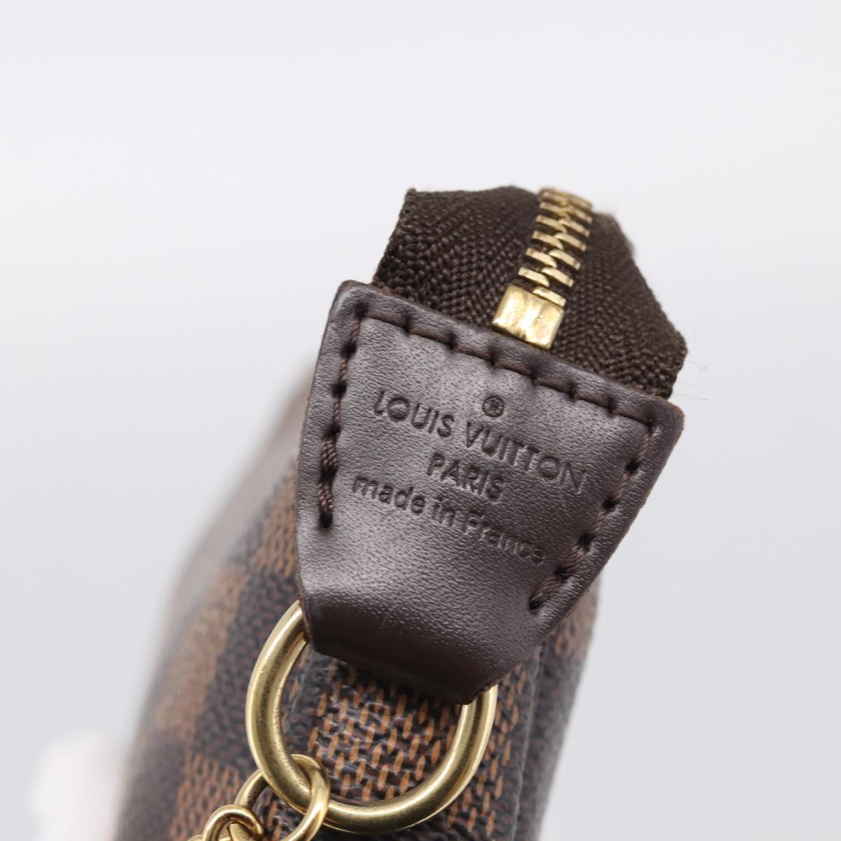 LOUIS VUITTON Damier Ebene Mini Pochette Accessoires Pouch N58009 Auth BA16847A