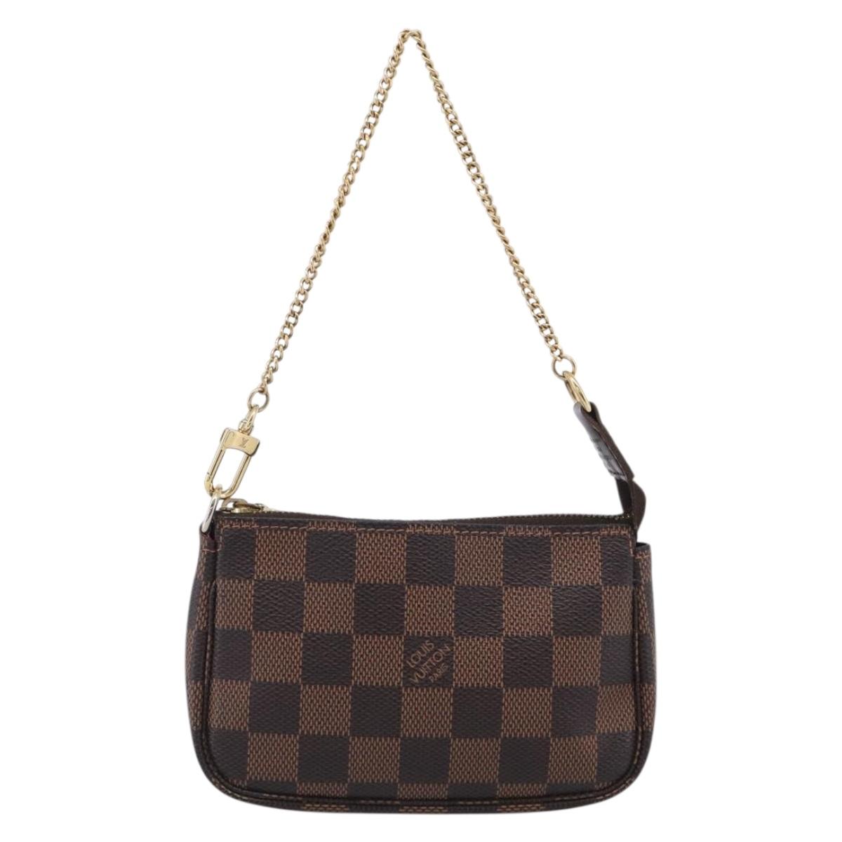 LOUIS VUITTON Damier Ebene Mini Pochette Accessoires Pouch N58009 Auth BA16847A