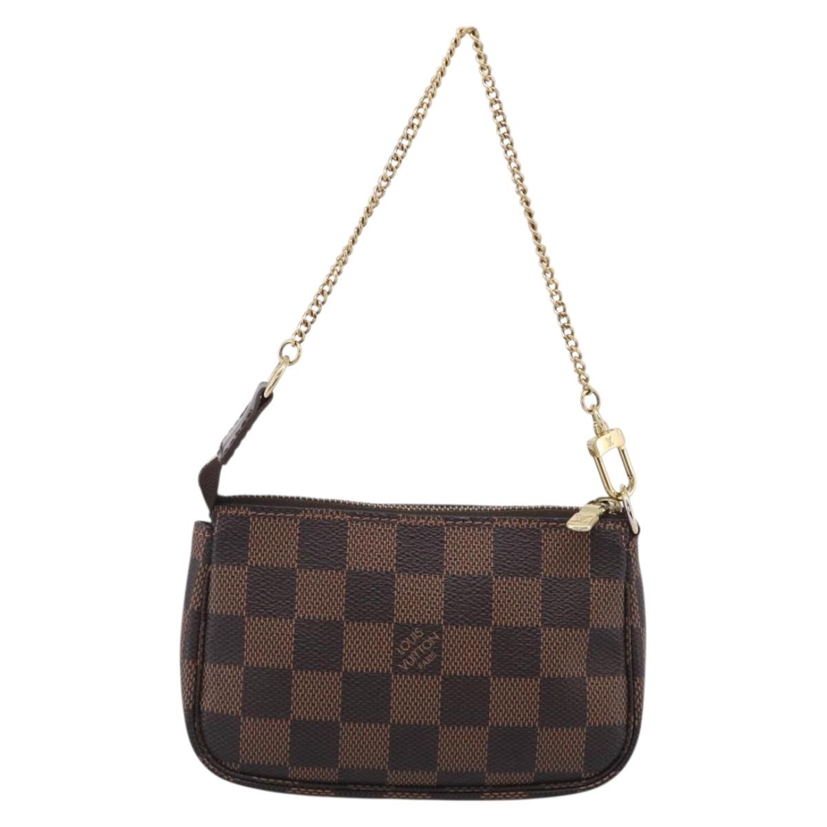 LOUIS VUITTON Damier Ebene Mini Pochette Accessoires Pouch N58009 Auth BA16847A
