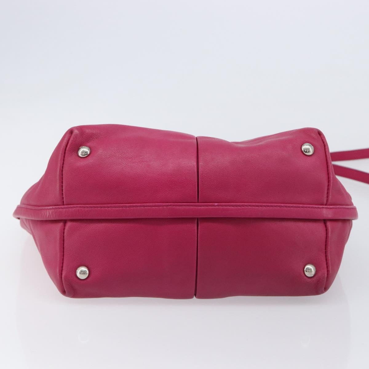 Salvatore Ferragamo Vala Hand Bag Leather 2way Pink Silver Auth BA16849A