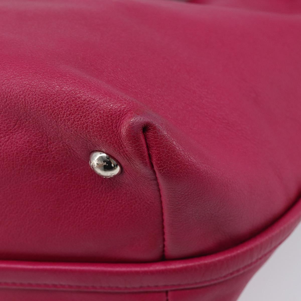 Salvatore Ferragamo Vala Hand Bag Leather 2way Pink Silver Auth BA16849A
