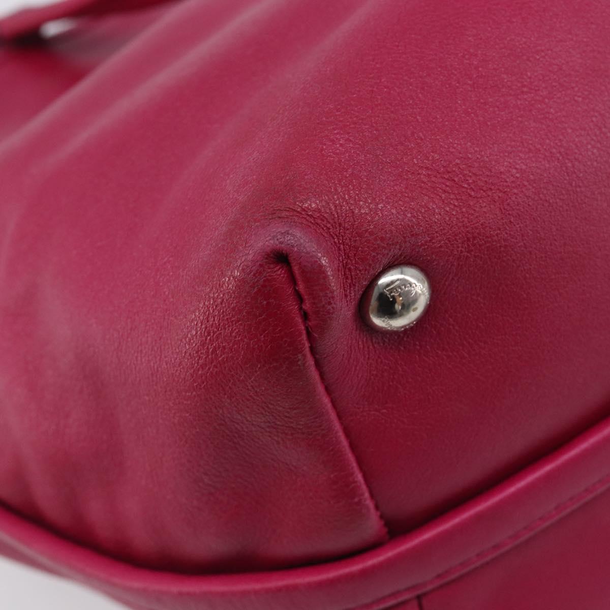 Salvatore Ferragamo Vala Hand Bag Leather 2way Pink Silver Auth BA16849A