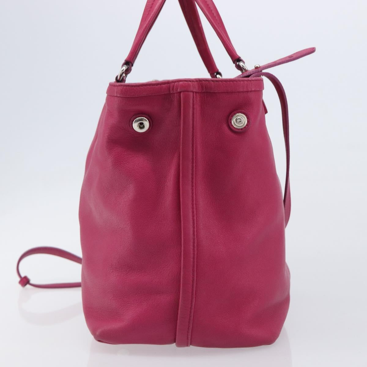 Salvatore Ferragamo Vala Hand Bag Leather 2way Pink Silver Auth BA16849A