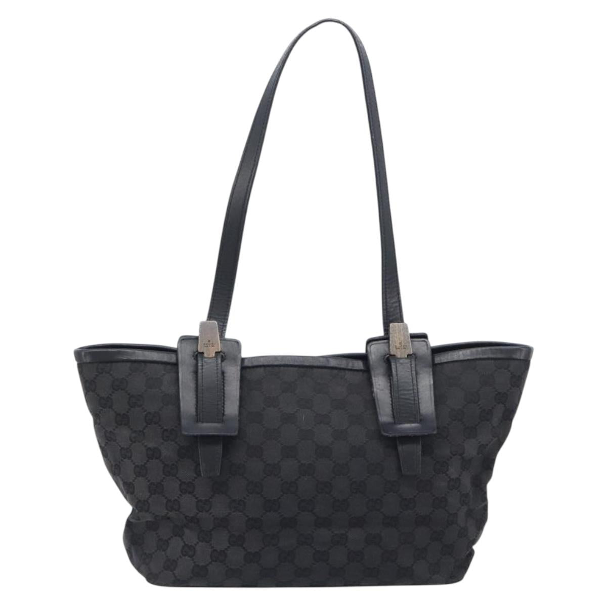 GUCCI GG Canvas Tote Bag Black 106241 Auth BA16850