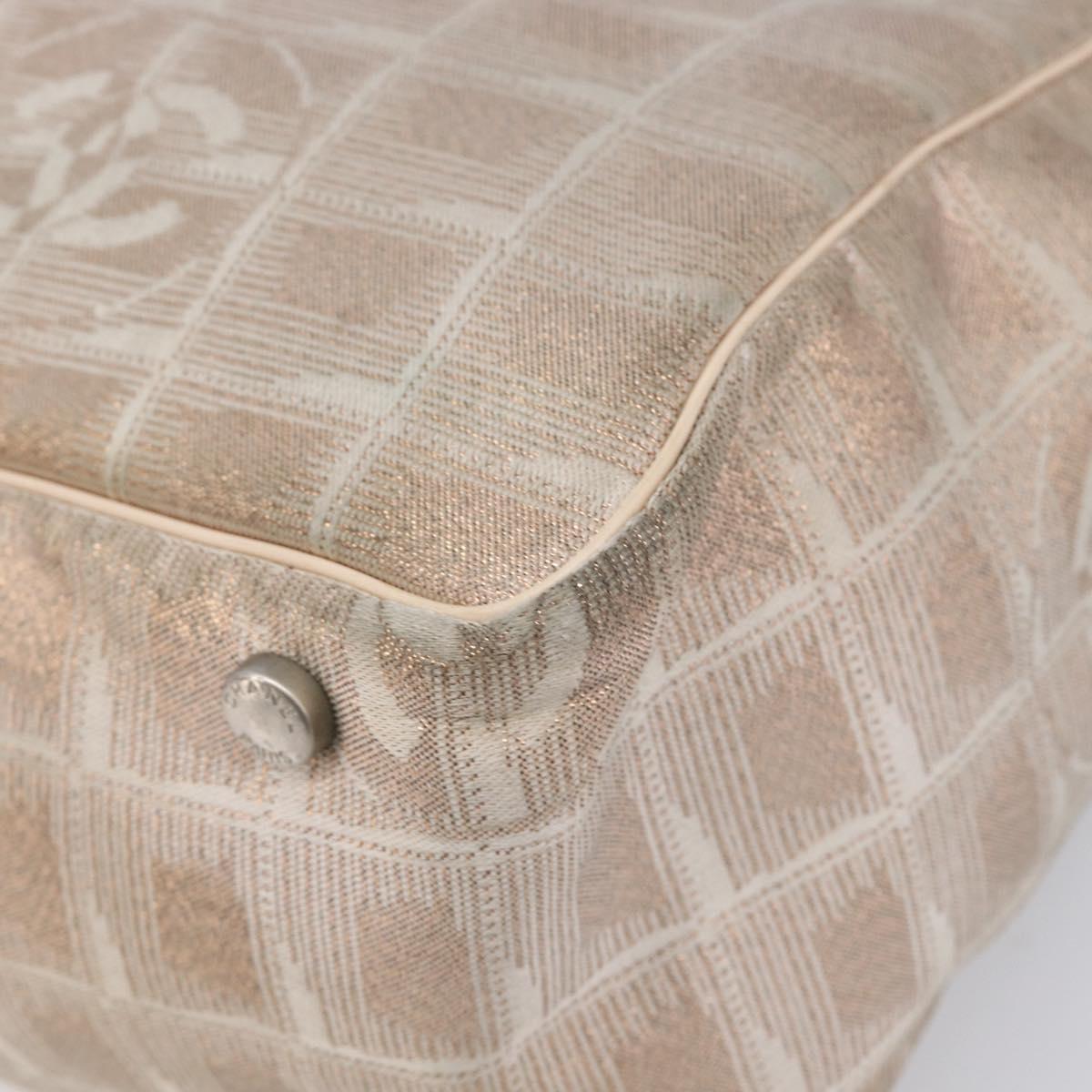 CHANEL New Travel Line Hand Bag Canvas Gold CC Auth BA16853