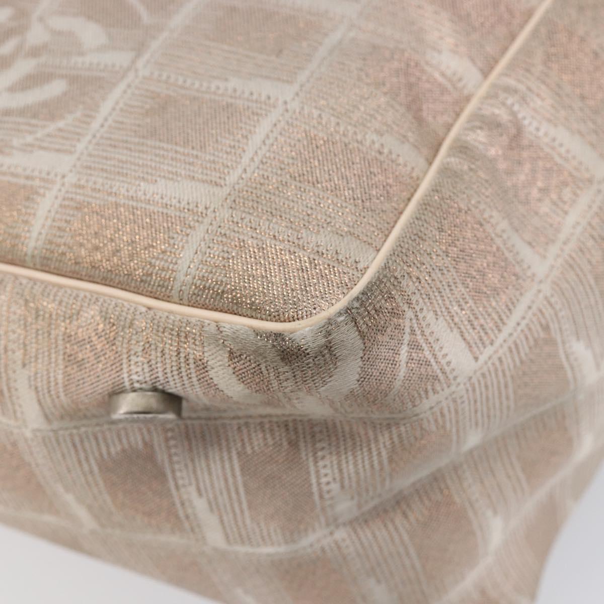 CHANEL New Travel Line Hand Bag Canvas Gold CC Auth BA16853