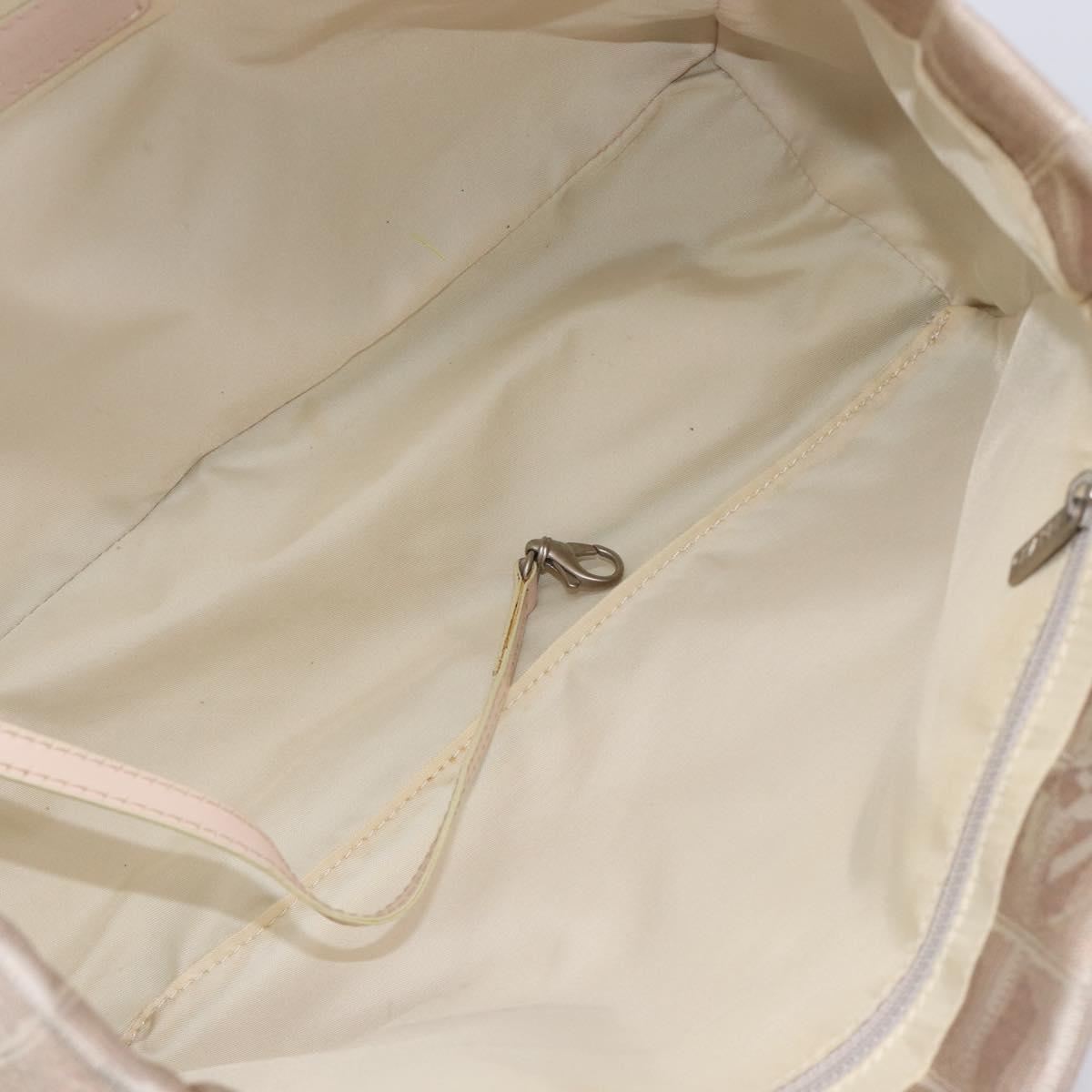 CHANEL New Travel Line Hand Bag Canvas Gold CC Auth BA16853