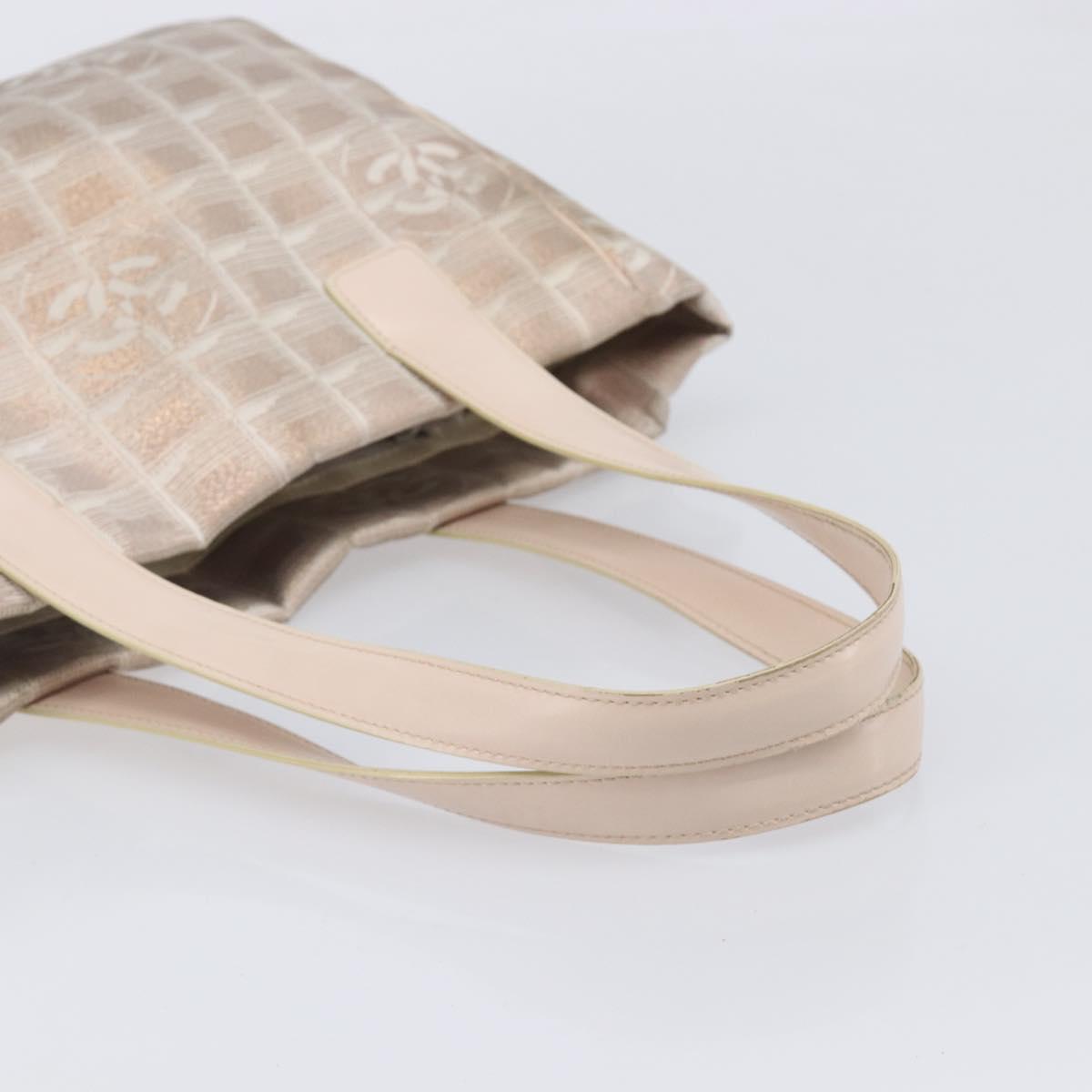 CHANEL New Travel Line Hand Bag Canvas Gold CC Auth BA16853