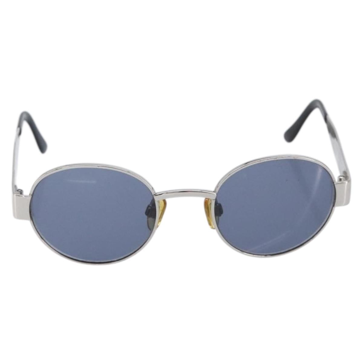 CHANEL Sunglasses Metal Silver Black CC Auth BA16858