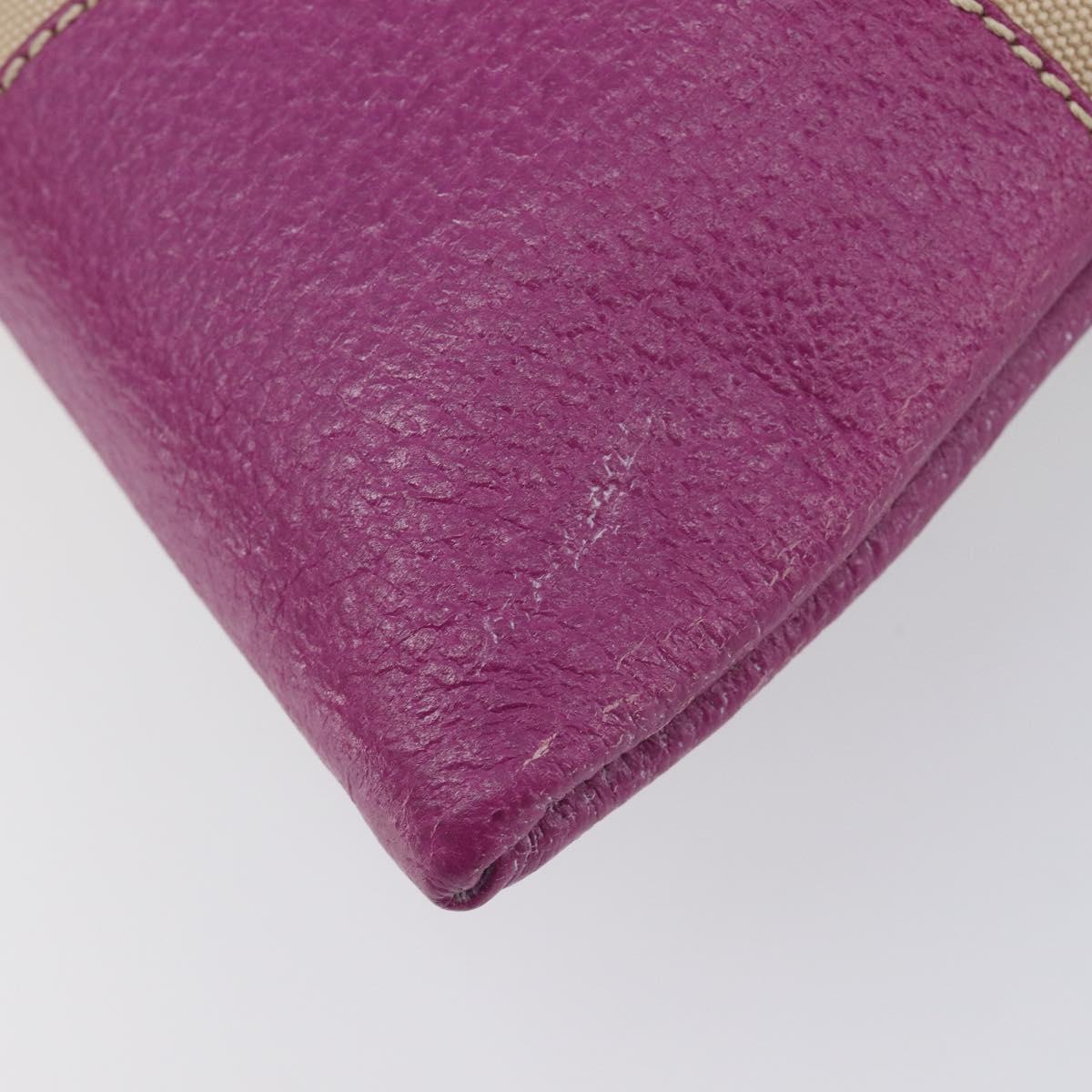PRADA Hand Bag Canvas Beige Purple Auth BA16859