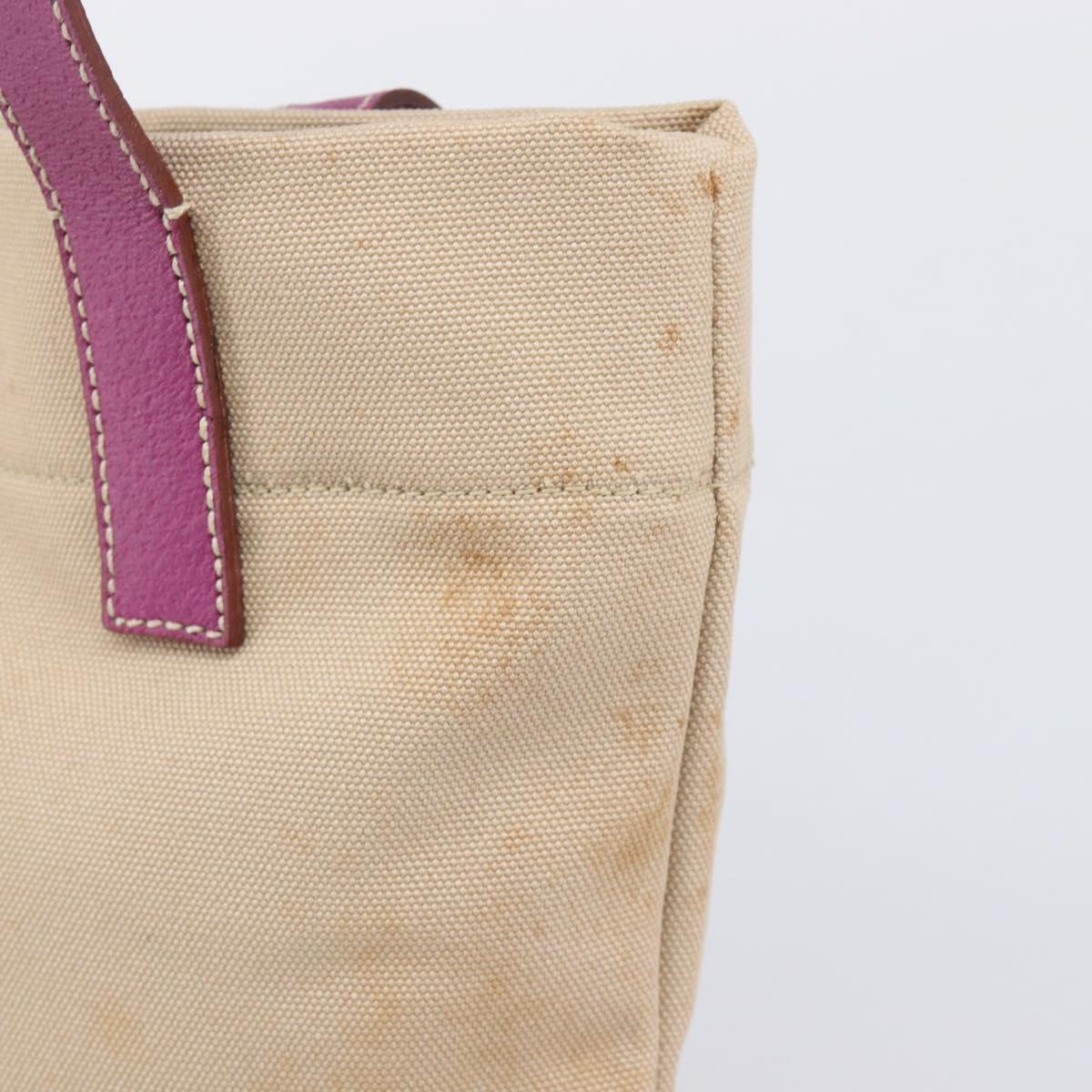 PRADA Hand Bag Canvas Beige Purple Auth BA16859