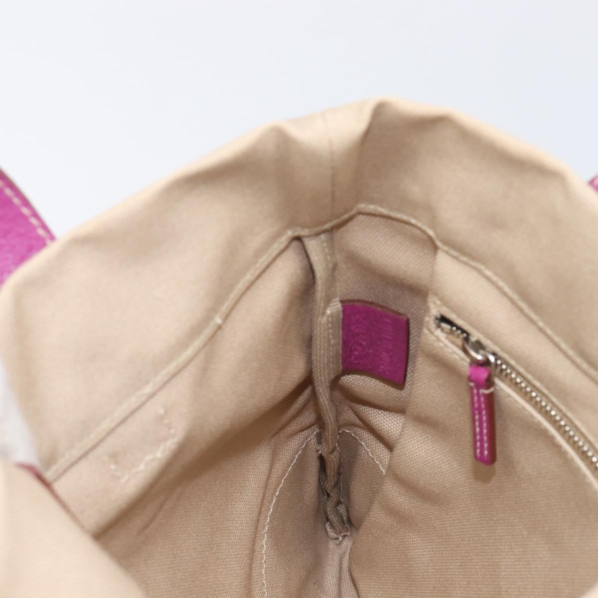 PRADA Hand Bag Canvas Beige Purple Auth BA16859