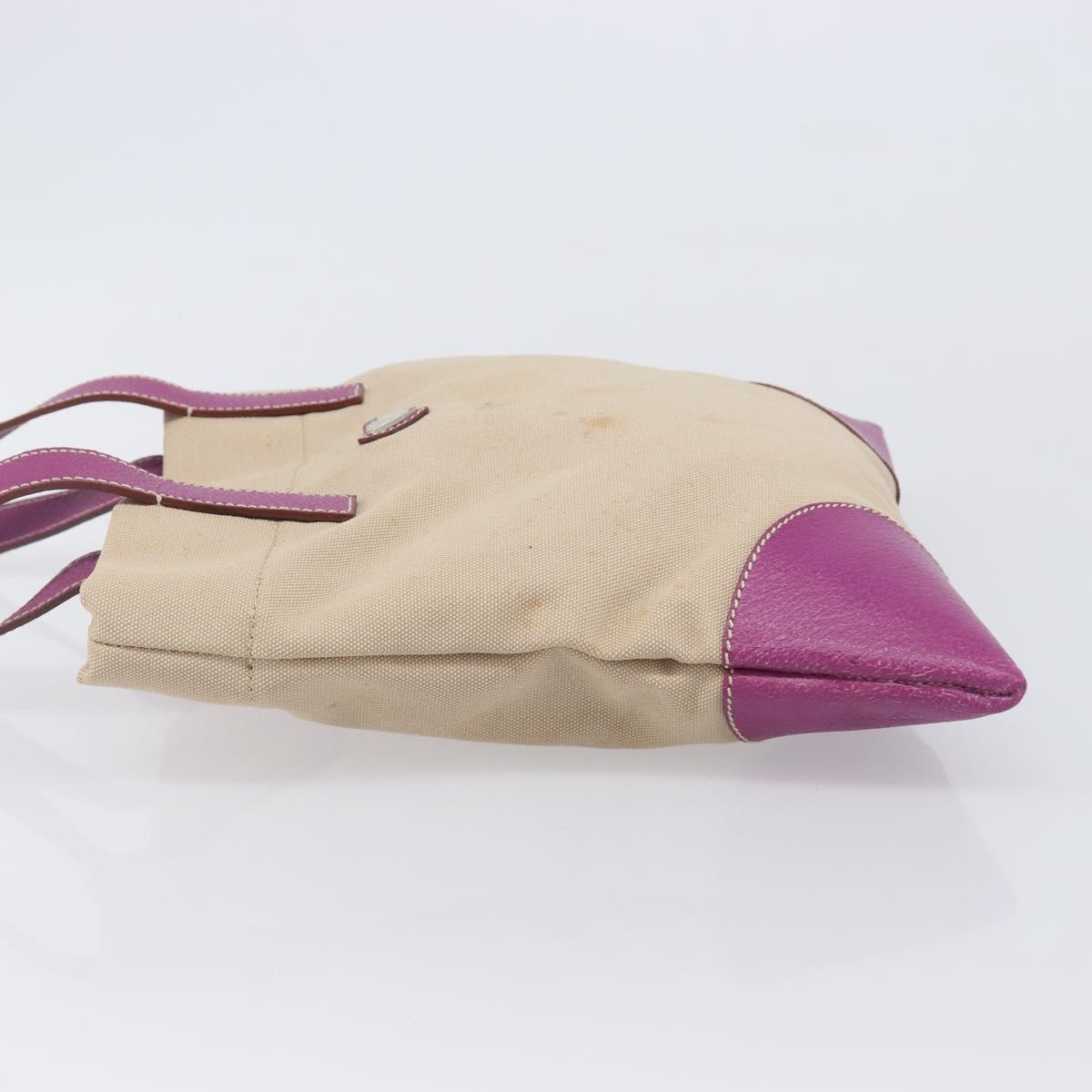 PRADA Hand Bag Canvas Beige Purple Auth BA16859
