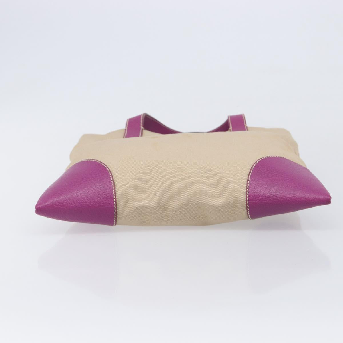 PRADA Hand Bag Canvas Beige Purple Auth BA16859