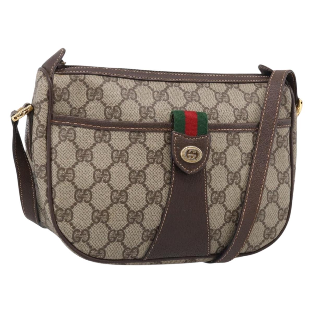 GUCCI GG Supreme Web Sherry Line Shoulder Bag PVC Beige 89 02 032 Auth BA16860