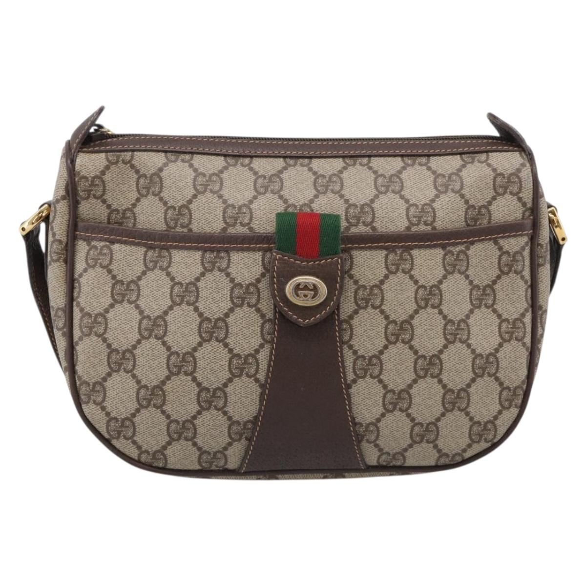 GUCCI GG Supreme Web Sherry Line Shoulder Bag PVC Beige 89 02 032 Auth BA16860