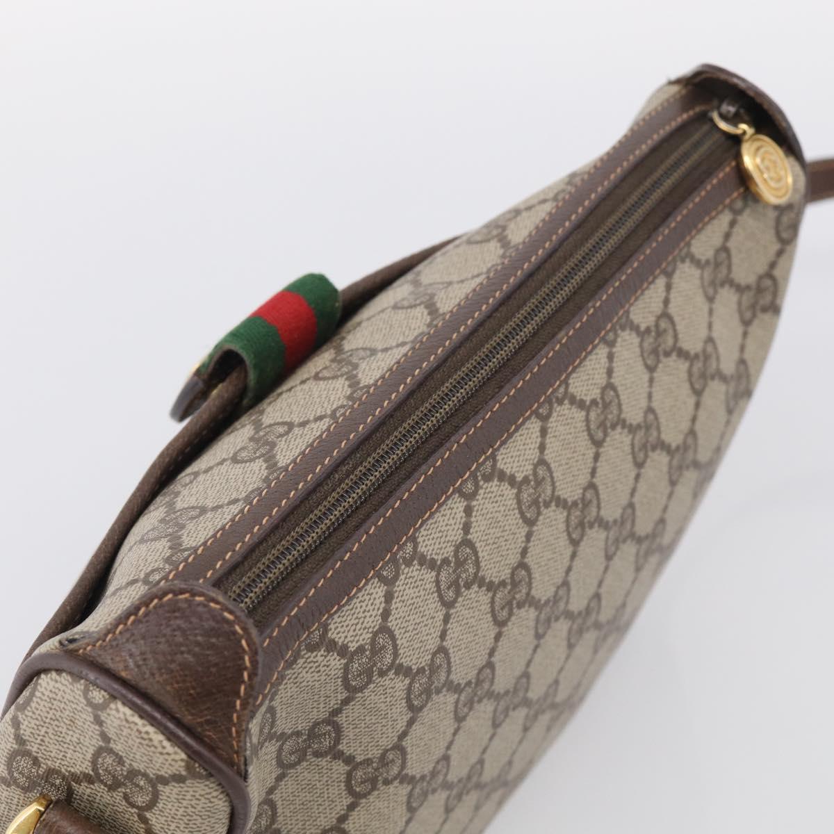 GUCCI GG Supreme Web Sherry Line Shoulder Bag PVC Beige 89 02 032 Auth BA16860