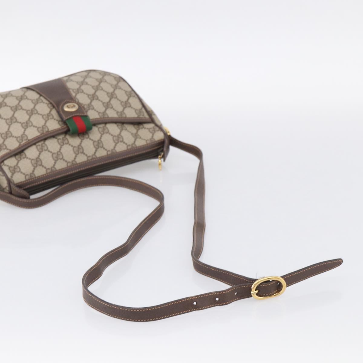GUCCI GG Supreme Web Sherry Line Shoulder Bag PVC Beige 89 02 032 Auth BA16860