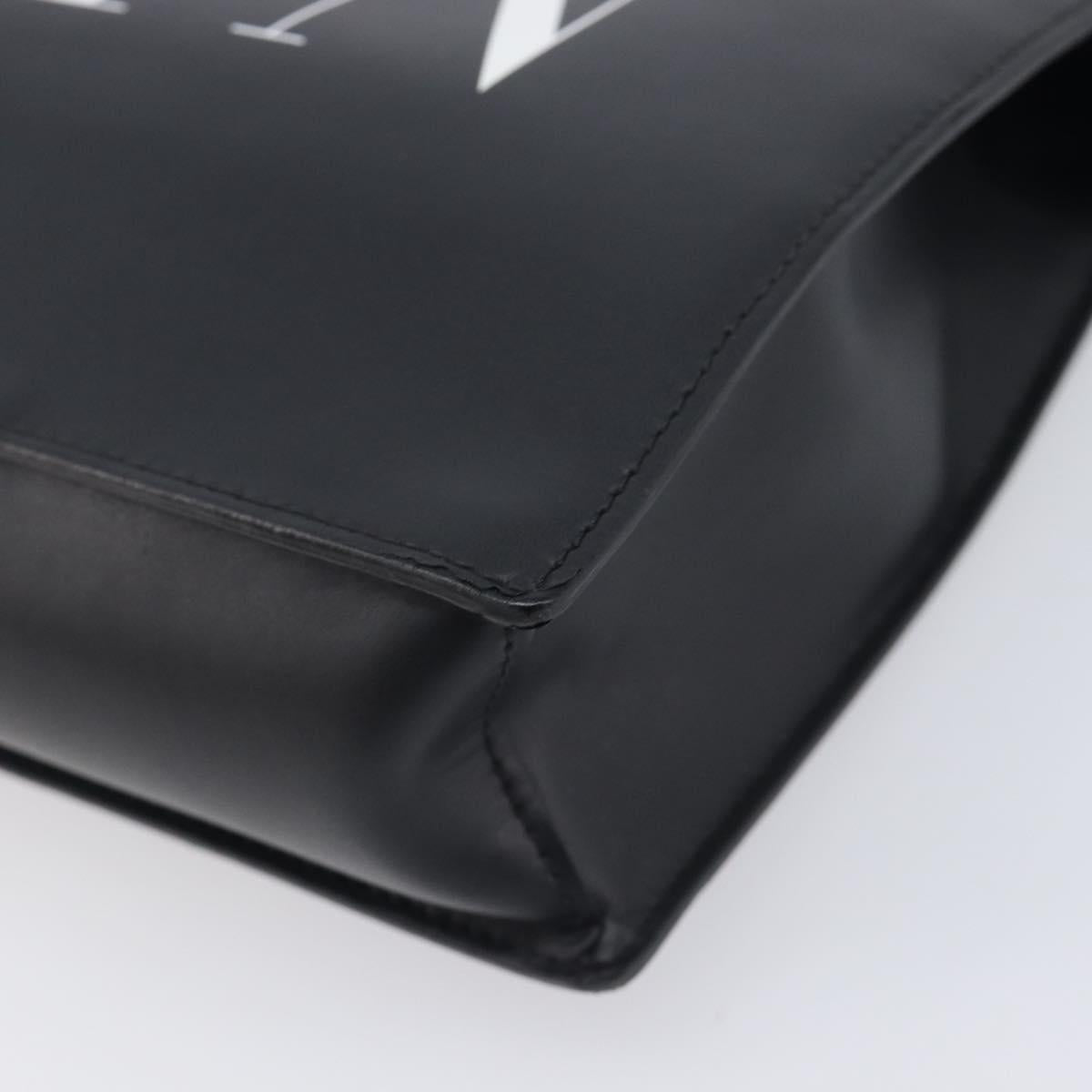 Valentino Clutch Bag Leather Black Silver Auth BA16865