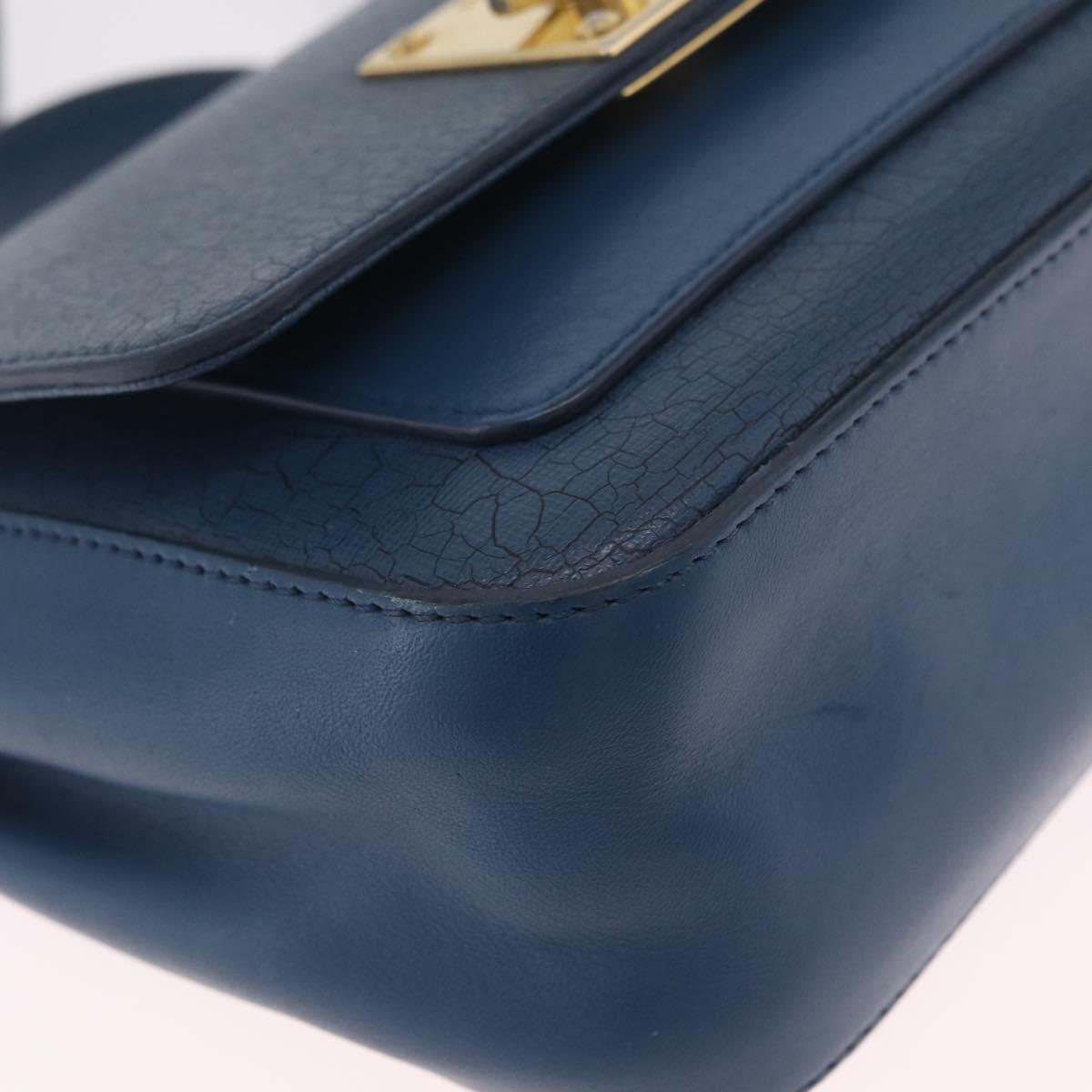 FENDI Hand Bag Leather 2way Blue Gold Tone 8M0321 Auth BA16869