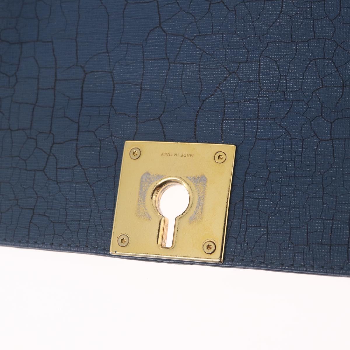 FENDI Hand Bag Leather 2way Blue Gold Tone 8M0321 Auth BA16869