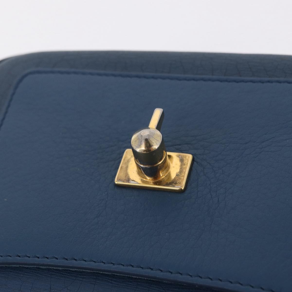 FENDI Hand Bag Leather 2way Blue Gold Tone 8M0321 Auth BA16869